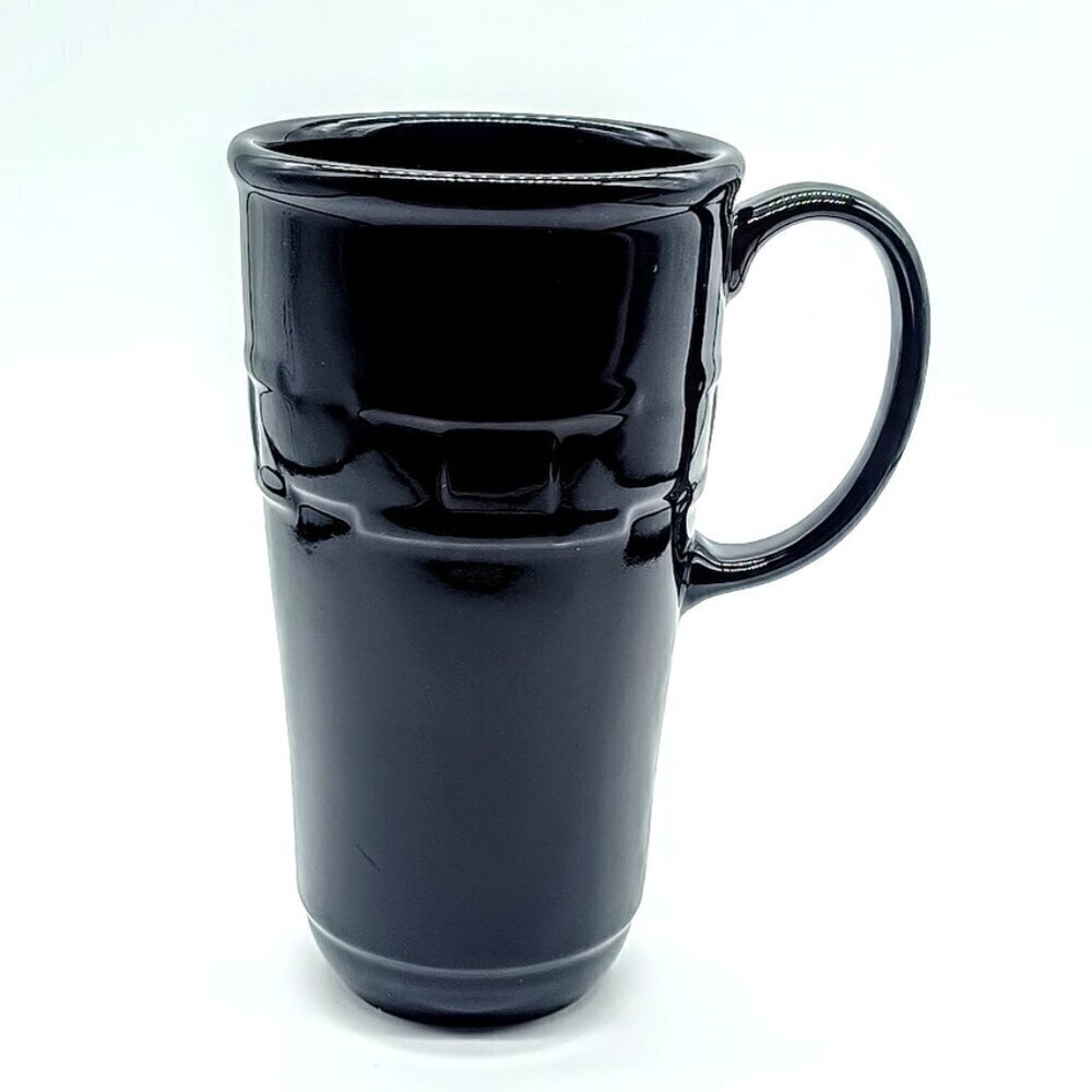 Longaberger Pottery Woven Traditions Ebony Ceramic Travel Mug NWOT
